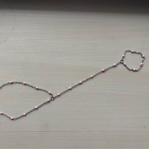 Evry Jewels Pink and Silver Hand Chain